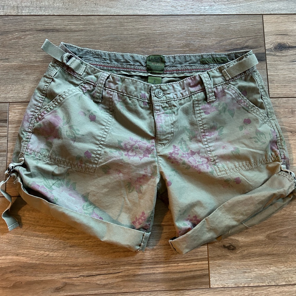 Lucky Brand Olive Floral Women's Cargo Shorts